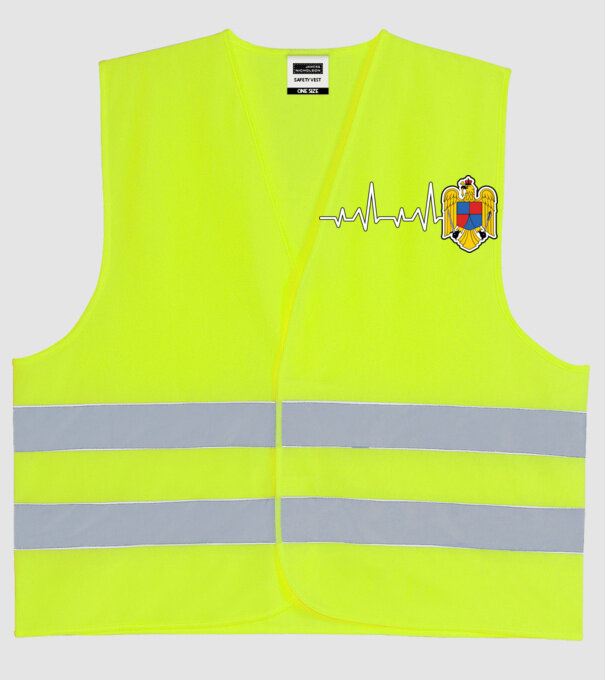 ROMANIA heartbeat model galben neon pe tricou