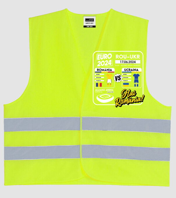 ROU-UKR euro 2024 calendar model galben neon pe tricou
