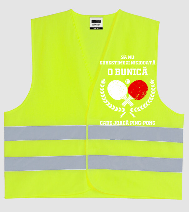 Să nu subestimezi niciodată o bunică care joacă ping-pong model galben neon pe tricou
