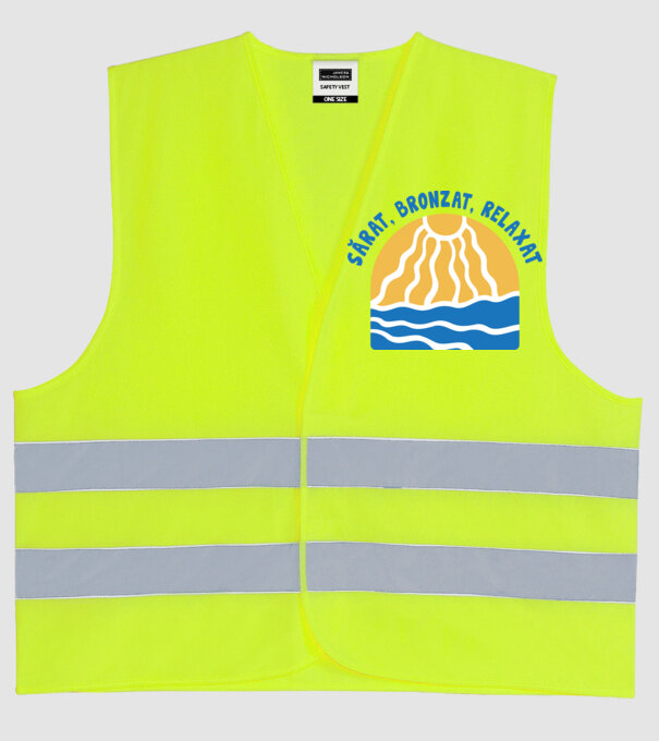 Sărat, bronzat, relaxat model galben neon pe tricou