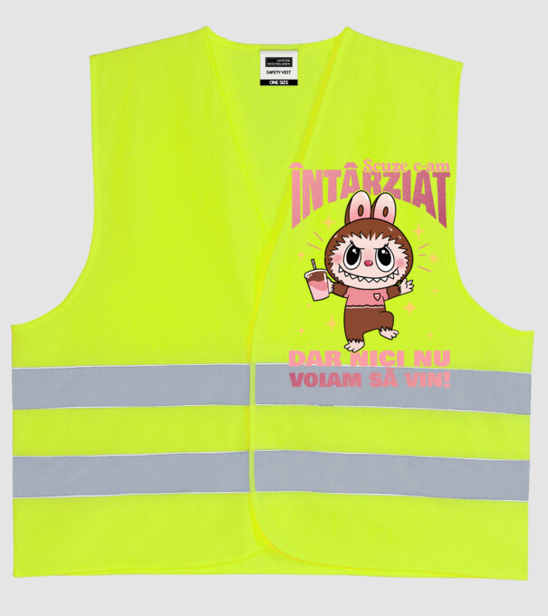 Scuze c-am întârziat model galben neon pe tricou