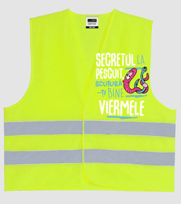 Secretul la pescuit scutură-ți bine viermele model galben neon pe tricou