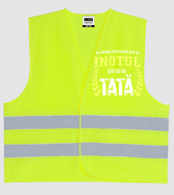 Singurul lucru mai bun decât înotul este să fiu tată model galben neon pe tricou
