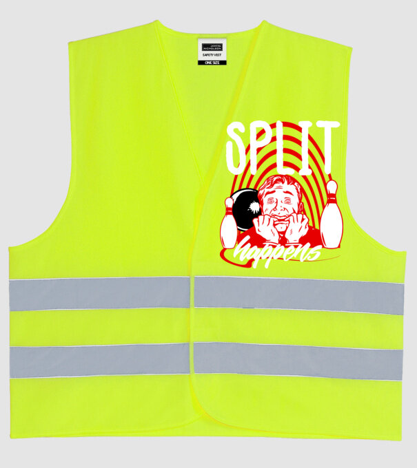 Split Happens model galben neon pe tricou
