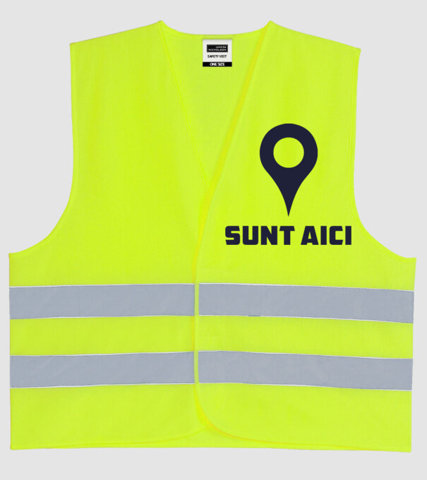 Sunt Aici model galben neon pe tricou