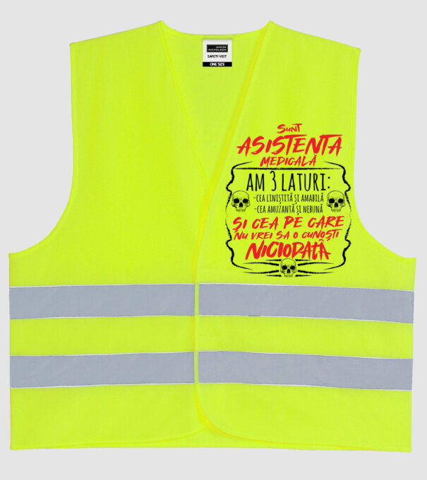 Sunt asistentă medicală am 3 laturi model galben neon pe tricou