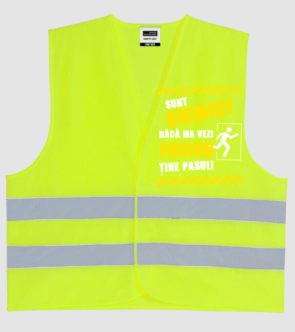 Sunt chimist, dacă mă vezi fugind, ține pasul! model galben neon pe tricou