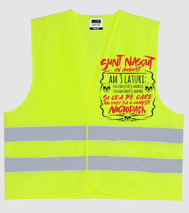 Sunt născut în august am 3 laturi model galben neon pe tricou