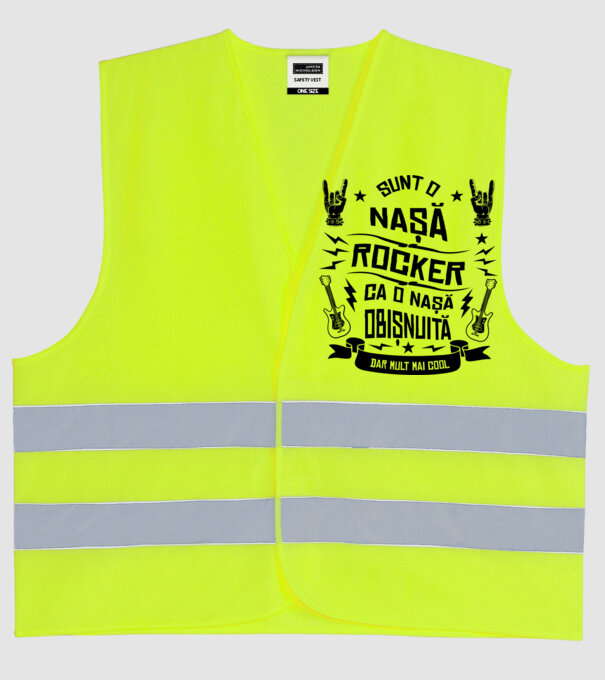 Sunt o nașă rocker, ca o nașă obișnuită, dar mult mai cool model galben neon pe tricou