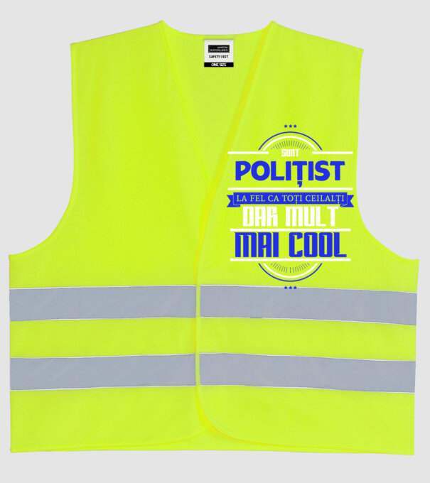 Sunt polițist, la fel ca toți ceilalți, dar mult mai cool model galben neon pe tricou