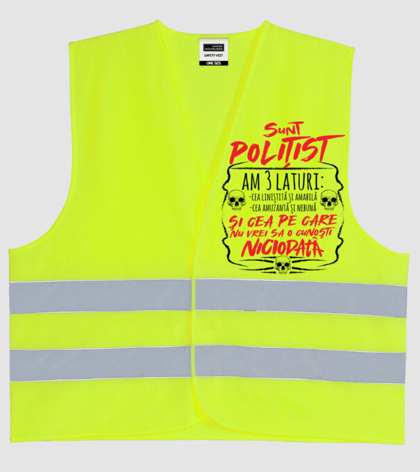 sunt polițist am 3 laturi model galben neon pe tricou
