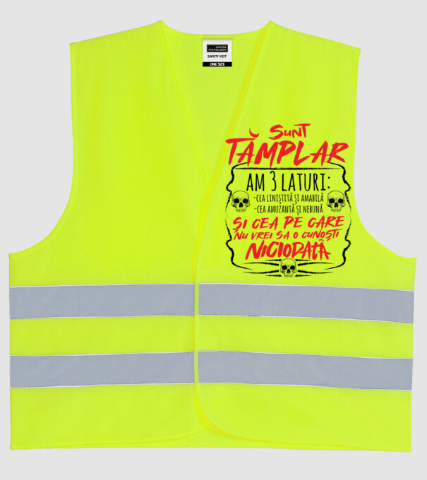 sunt tâmplar am 3 laturi model galben neon pe tricou