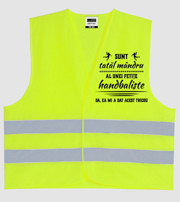 Sunt tatăl mândru al unei fetițe handbaliste - da, ea mi-a dat acest tricou model galben neon pe tricou