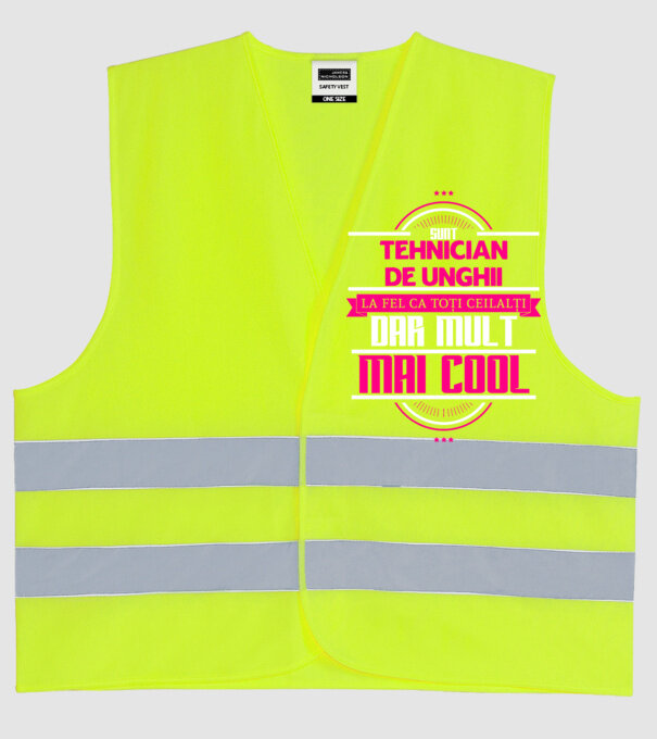 Sunt tehnician de unghii, la fel ca toți ceilalți, dar mult mai cool model galben neon pe tricou