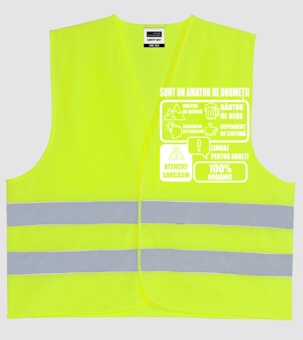 sunt un amator de drumeții - iubitor de natură - rezolvator de probleme - băutor de bere - dependent de cofeină - limbaj pentru model galben neon pe tricou
