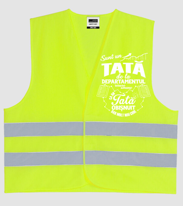 sunt un tată de la departamentul resurse umane, ca un tată obișnuit, dar mult mai cool model galben neon pe tricou