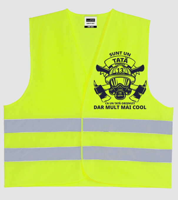 Sunt un tată pompier, ca un tată obișnuit, dar mult mai cool model galben neon pe tricou