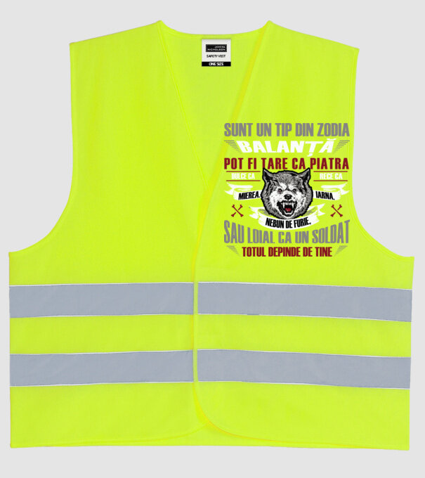 Sunt un tip din zodia Balanță model galben neon pe tricou