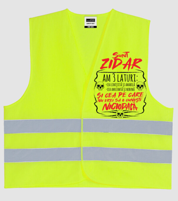 sunt zidar am 3 laturi model galben neon pe tricou