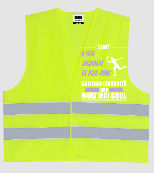 sunt o fată jucătoare de ping-pong, ca o fată obișnuită, dar mult mai cool model galben neon pe tricou