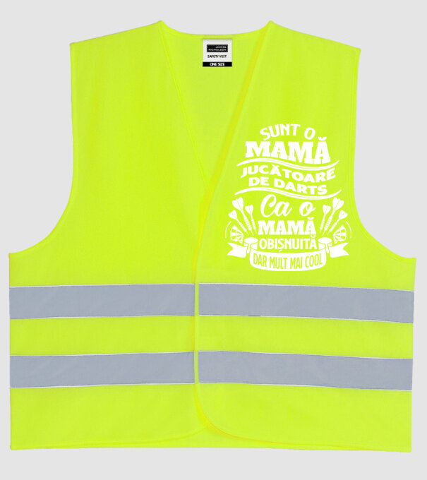 Sunt o mamă jucătoare de darts, ca o mamă obișnuită, dar mult mai cool model galben neon pe tricou