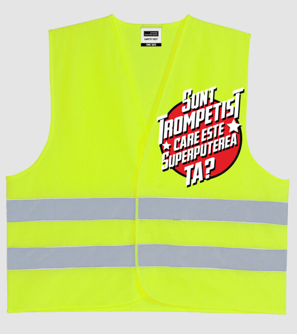 sunt trompetist, care este superputerea ta? model galben neon pe tricou