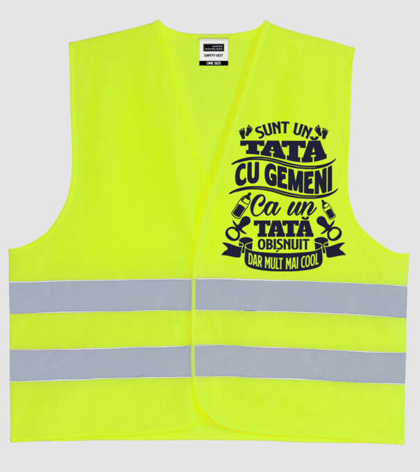 Sunt un tată cu gemeni, ca un tată obișnuit, dar mult mai cool model galben neon pe tricou