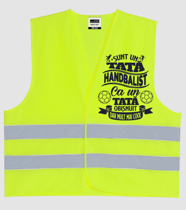 Sunt un tată handbalist, ca un tată obișnuit, dar mult mai cool model galben neon pe tricou