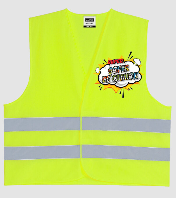 Super Șofer de camion model galben neon pe tricou
