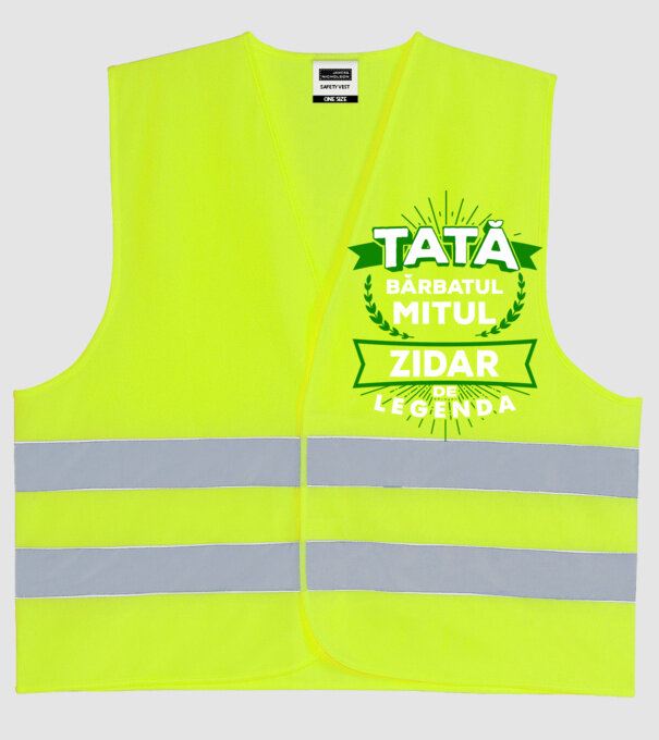 Tată - bărbatul, mitul, zidar de legendă model galben neon pe tricou