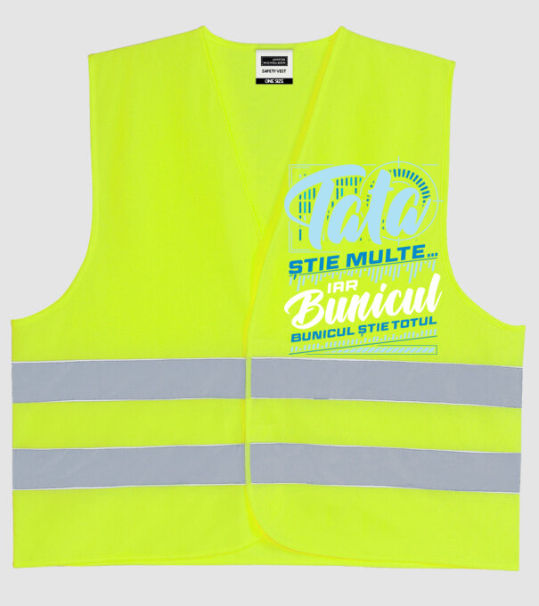 Tata știe multe iar bunicul știe totul model galben neon pe tricou