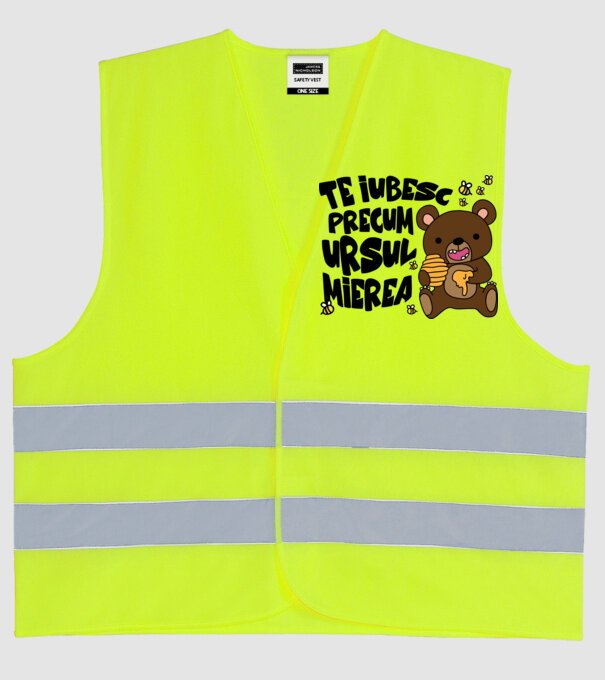 te iubesc precum ursul mierea model galben neon pe tricou