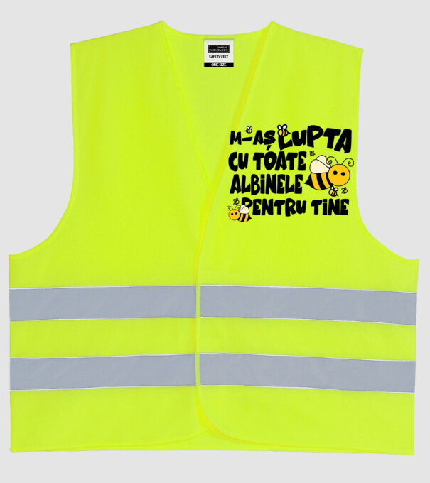 m-aș lupta cu toate albinele pentru tine model galben neon pe tricou