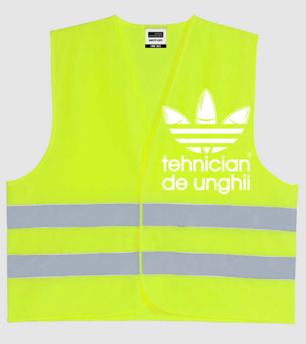 tehnician de unghii model galben neon pe tricou