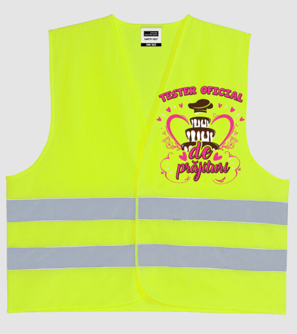 tester oficial de prăjituri model galben neon pe tricou