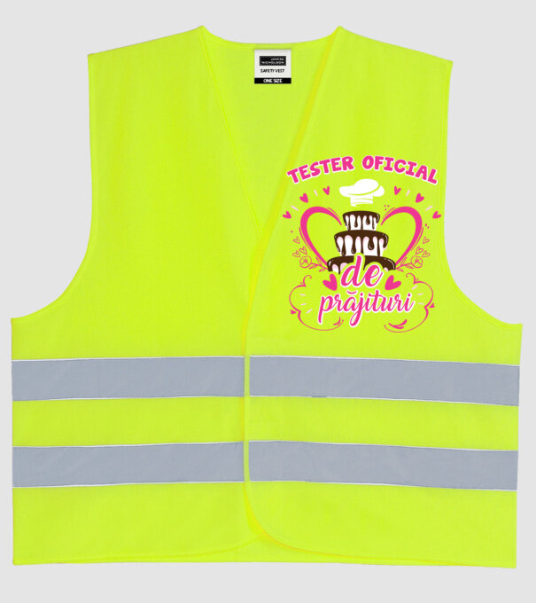 tester oficial de prăjituri model galben neon pe tricou