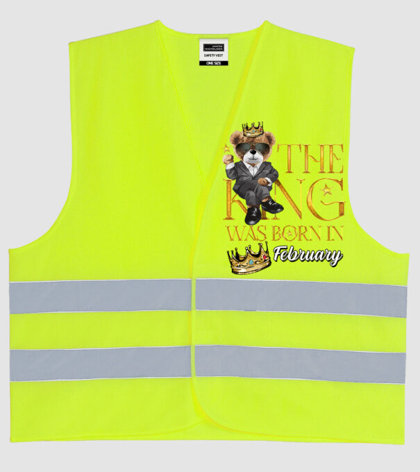 The king was born int FEBRUARY model galben neon pe tricou
