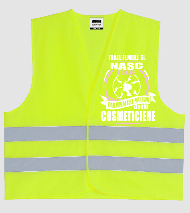 Toate femeile se nasc egale cosmeticiene model galben neon pe tricou