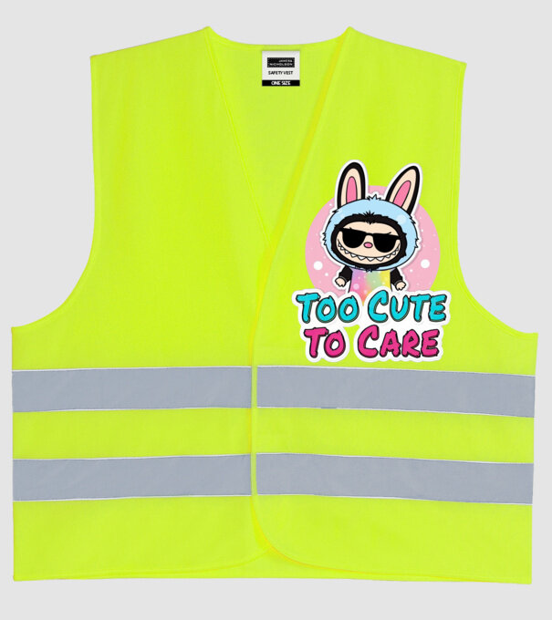 Too cute to care model galben neon pe tricou