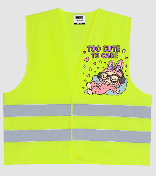 Too cute to care model galben neon pe tricou