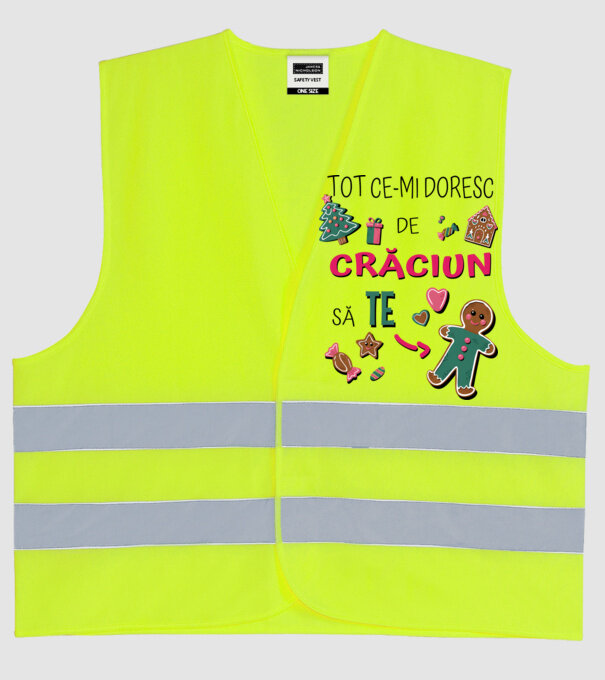 Tot ce-mi doresc de Crăciun să TE om alb model galben neon pe tricou