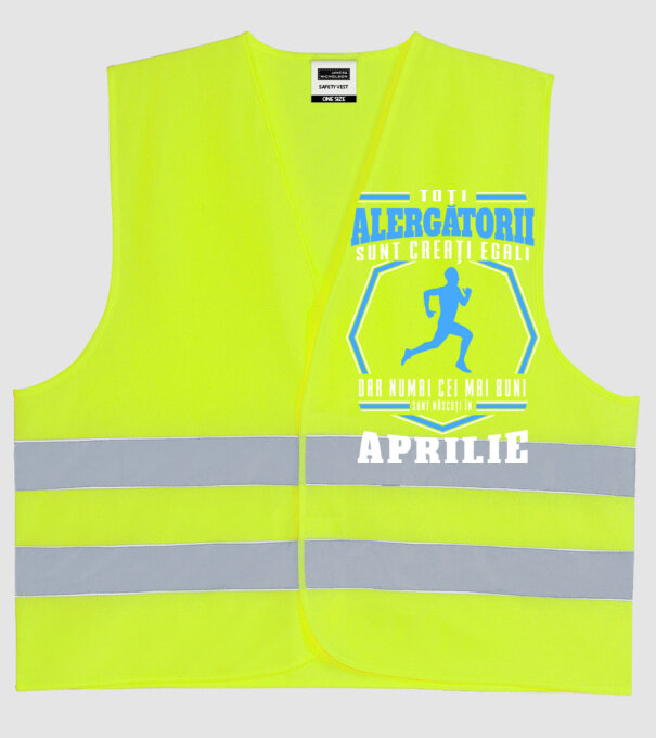 Toți alergătorii sunt creați egali, dar numai cei mai buni sunt născuți în aprilie model galben neon pe tricou