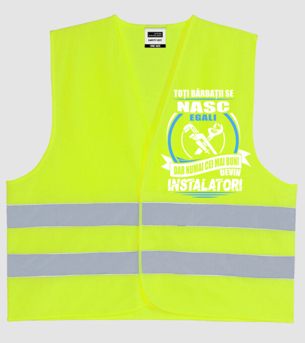 Toți bărbații se nasc egali instalatori model galben neon pe tricou