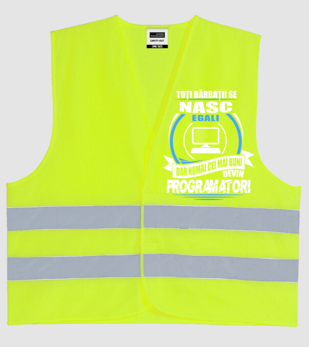 Toți bărbații se nasc egali programatori model galben neon pe tricou