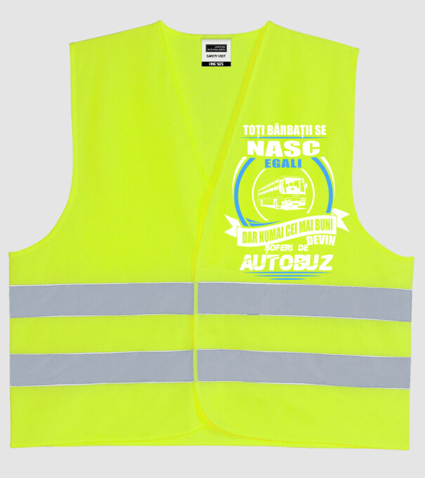 Toți bărbații se nasc egali șoferi de autobuz model galben neon pe tricou