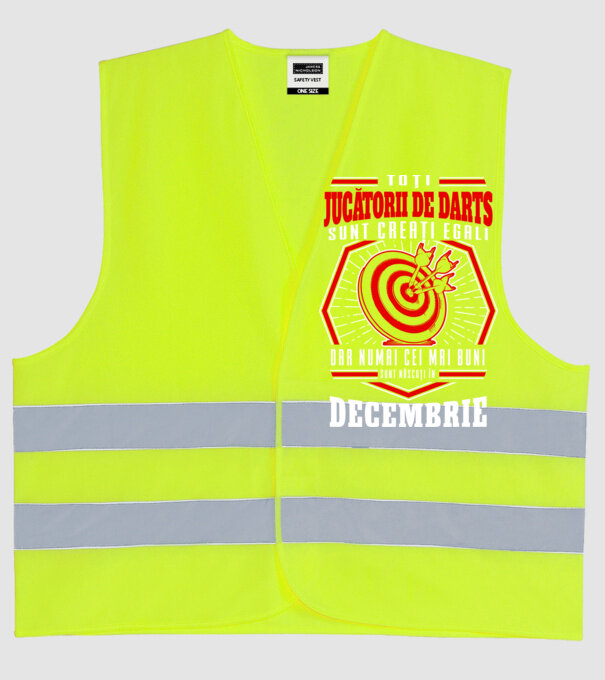 Toți jucătorii de darts sunt creați egali, dar numai cei mai buni sunt născuți în decembrie. model galben neon pe tricou