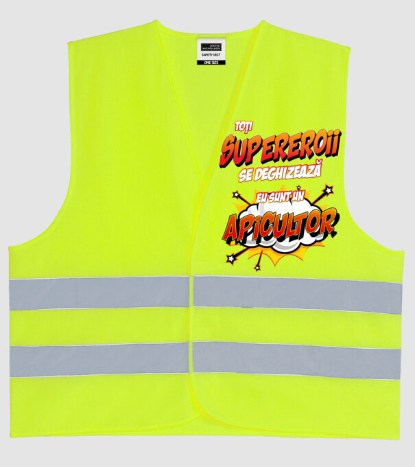 Toți supereroii se deghizează, eu sunt un apicultor model galben neon pe tricou