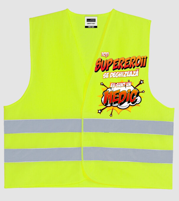 Toți supereroii se deghizează, eu sunt un medic model galben neon pe tricou