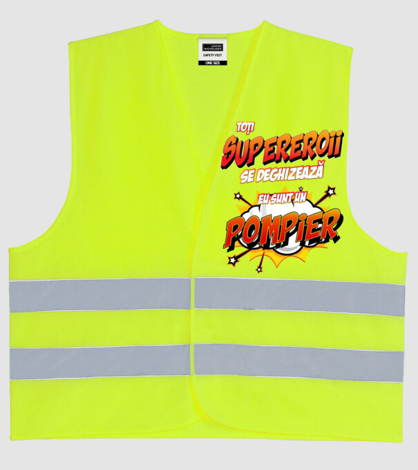 Toți supereroii se deghizează, eu sunt un pompier model galben neon pe tricou