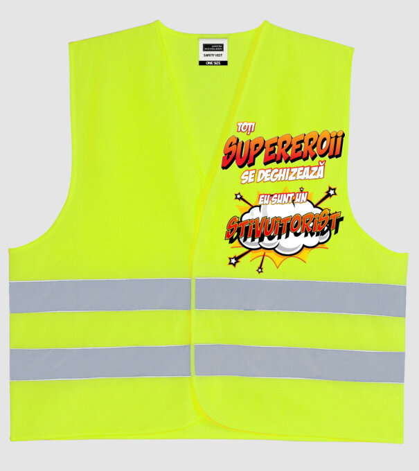 Toți supereroii se deghizează, eu sunt un stivuitorist model galben neon pe tricou